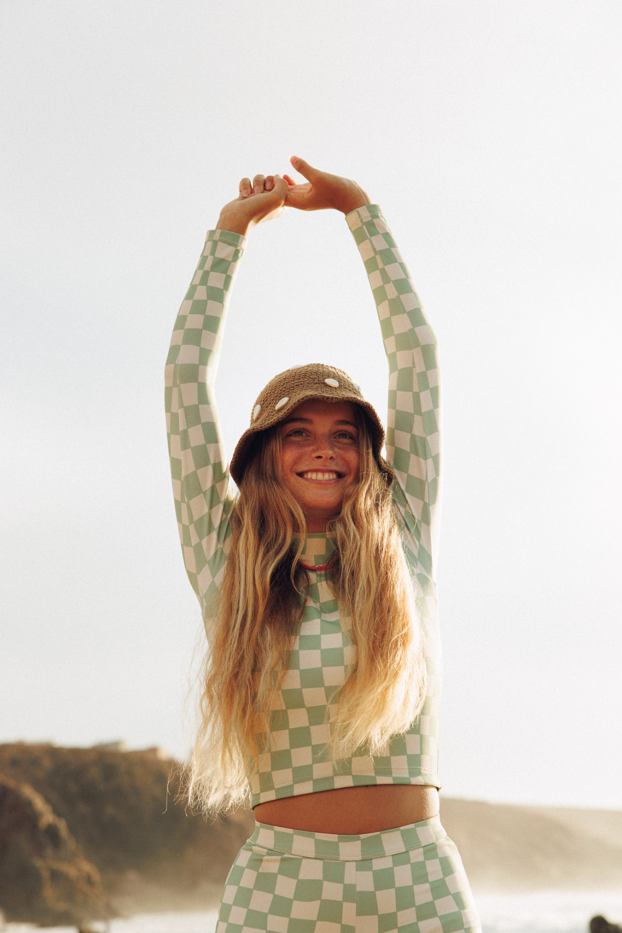 Putu Turtleneck Rashie Top en Sage Green Check
