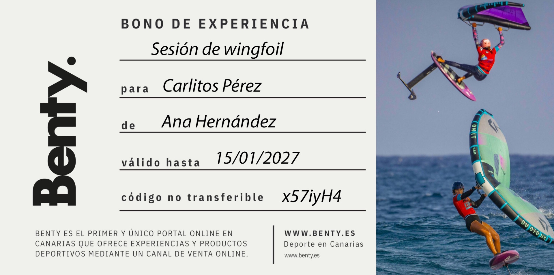 Benty Experience Voucher — Wingfoil Session