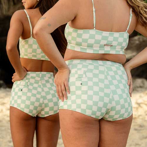 PUTU BOY SHORT BOTTOMS SAGE GREEN CHECK