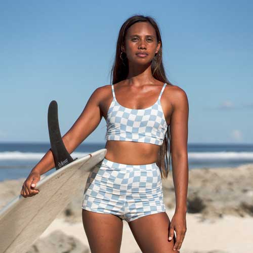 PUTU SURF BIKINI TOP BLUE CHECK