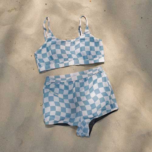 PUTU SURF BIKINI TOP BLUE CHECK