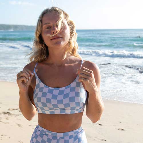 PUTU SURF BIKINI TOP BLUE CHECK