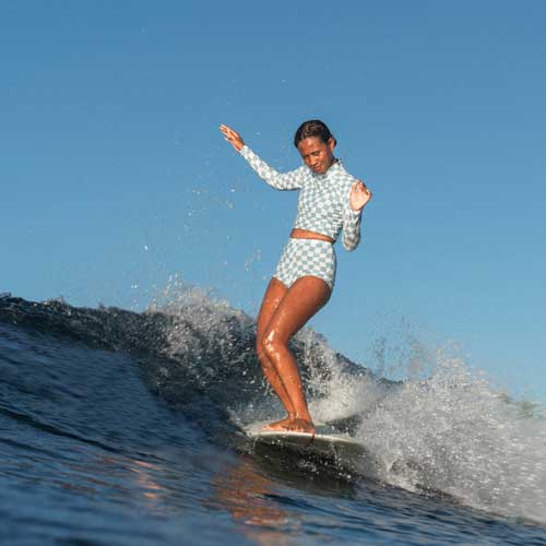 PUTU TURTLENECK RASHIE TOP BLUE CHECK